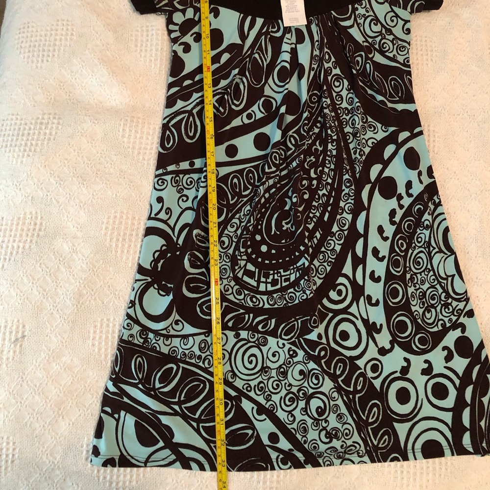 Brown & Light Blue Shift Dress - Picture 7 of 8